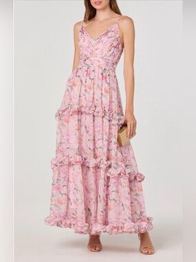 ASTR the Label Ayanna Floral Ruffle Trim Maxi Dress XS